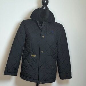 Kids Polo Ralph Lauren black quilted barn jacket – corduroy collar | M